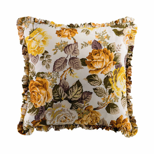 Yellow/Brown/green floral design with frill